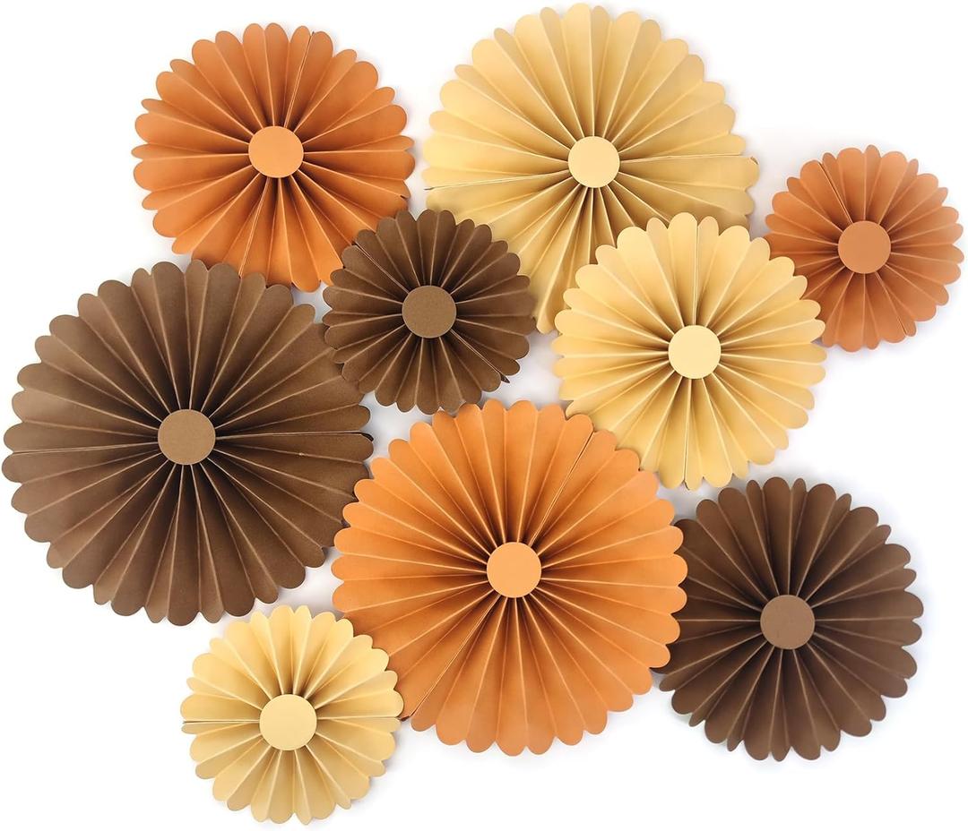 Paper Flower for Wedding Fan Photo Backdrop Bridal Shower Birthday Party Decorations Pack of 9 (Autumn Party)