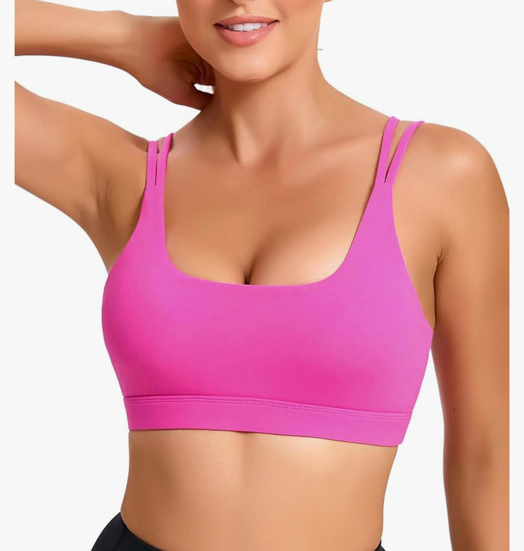 SONGSKY Sports Bras for Women, Medium-High Support Strappy Padded Running Sports Bras with Removable Cups XL
