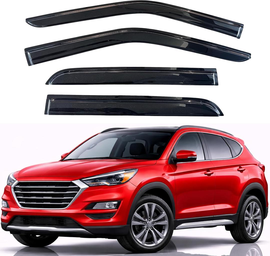 KPY Rain Guards Fit for 2016-2021 Hyundai Tucson, Out-Channel Window Visors Vent Wind Deflectors 4PC, Car Accessories for 16-21 Hyundai Tucson