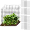 12 Pics DIY Metal Plant Protectors from Deer, Garden Fencing Animal Barrier Size 11.8 * 11.8 inches, Mesh Plant Cage Chicken Wire Cloche for Plants with Stakes and Nylon Cables (12 Pcs)