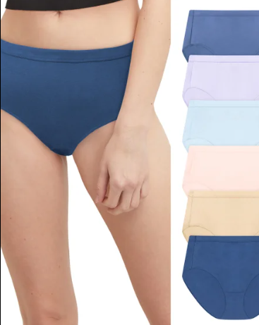 Hanes Women's 6pk Pure Comfort Organic Cotton Hipster Underwear - Assorted. 6 Size