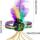 SUMERSHA 6pcs Mardi Gras Costume Set Tutu Skirt Sequins Feather Headband Masquerade Mask Beads Necklaces for Women Carnival Dress up Accessories