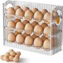 Egg Holder for Fridge, 3 Tiers Egg Organizer for Refrigerator, Eggs Holder Countertop with Timers, Space-Saving Eggs Dispenser for Refrigerator, 30 Eggs Container for Refrigerators