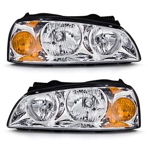 AXLAHA Headlights Assembly for 2004 2005 2006 Hyundai Elantra models only Chrome Housing Amber Reflector Replacement Driver & Passenger Side（No bulbs included）