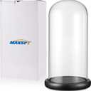 13"x 6" Glass Display Dome Cloche with Black Wood Base for Gold Rose Display, Antique Collectibles,Figurine,Decorative Showcase Display