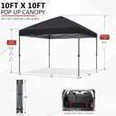 ABCCANOPY Pop Up Canopy - Outdoor Patio Portable Canopy Tent Heavy Duty for Backyard and Deck with 4 Sandbags(Black, 10x10)