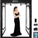 Professional Photo Light Box Photography Studio Dimmable LED Large Shooting Tent Cube 47x39x78inch Video Continuous Lighting Lightbox Soft Box with 3 Colors PVC Backdrops and Carrying Bag