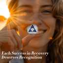 Recovery Triangle 1 Year Sobriety Coin - Silver Roman Numeral NA AA Coins - 1-40 Prime NA/HA/AA Chips and Medallions - Narcotics Alcoholics Anonymous Sober Gifts for Men Women