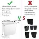 rejomiik Small Trash Can, 3.5 Gallon Garbage Can Slim Waste Basket Plastic Trash Bin Container with Handles for Bathroom, Bedroom, Home, Office, Dorm Room, Kitchen, Rectangular, White (1 pack)