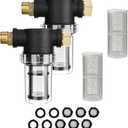 M MINGLE Garden Hose Filter for Pressure Washer Inlet, Inline Sediment Water Filter Attachment with 100 Mesh and 40 Mesh Screen, 2 Pcs