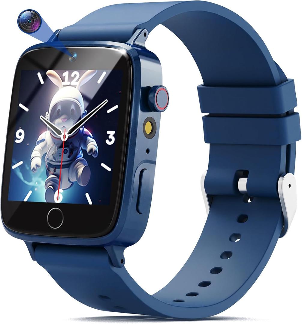 NBKLS Kids Smart Watch for Boys, Kids Watch with 1.54" Touch Screen, Music Player, Learn Card, 10 Audiobooks, 26 Puzzle Games, Toddler Toys Watches for Kid Christmas Birthday Gifts, Blue
