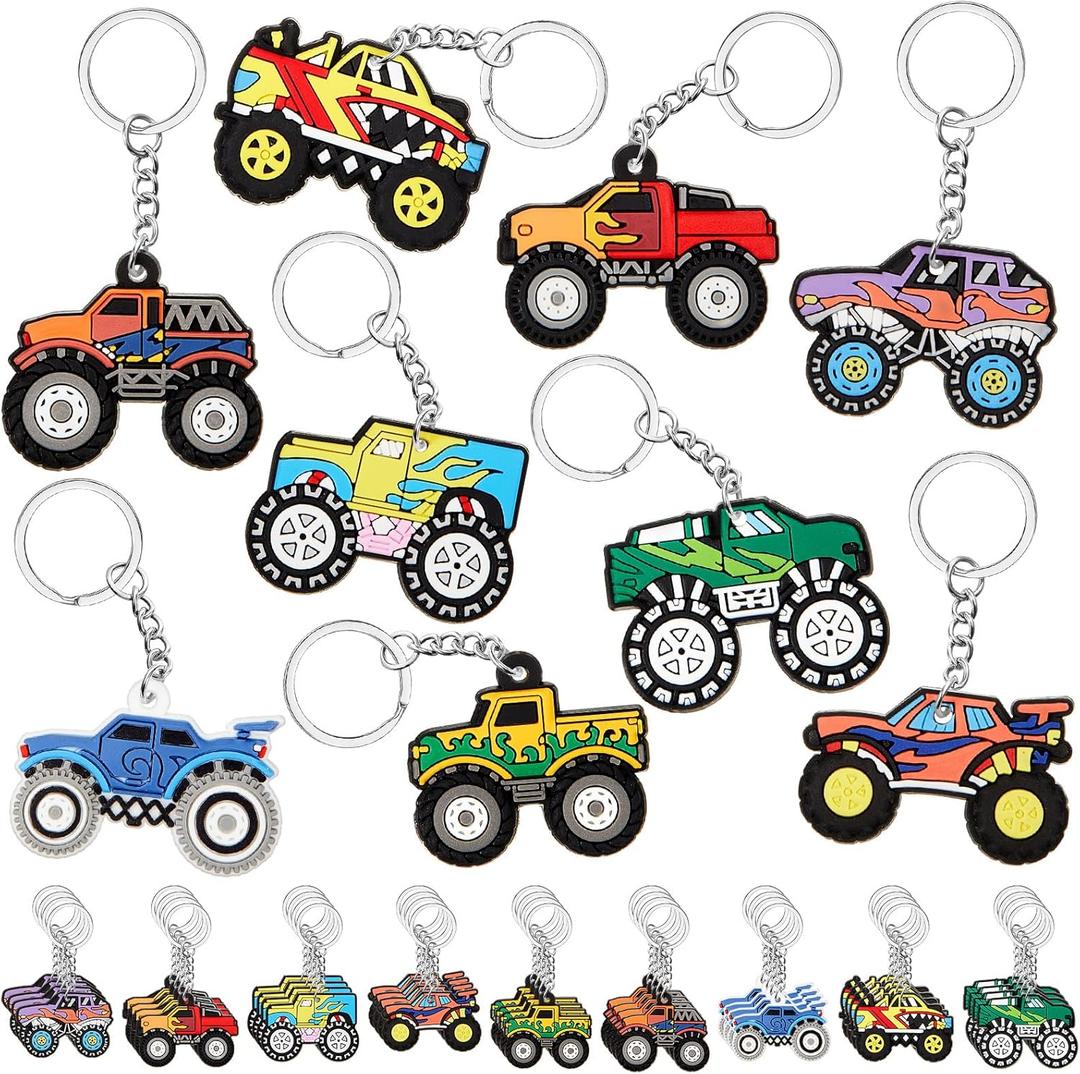 Sasylvia 36 Pcs Monster Truck Party Favors Monster Truck Keychains Birthday Party Decorations Goodies Bags Stuffer Gift for Women Men Charm Accessories, 9 Styles