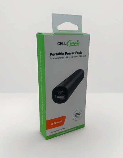 Cell Candy Portable Power Pack Smartphone 1800 mAh USB & Micro-USB Black 8h