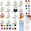 15 Pcs Plaster Painting Kit for Adults & Teens - DIY Miniature Cake & Dessert Figurines - Ceramic-Like Fake Food Props for Home Aesthetic Decor, Crafting & Bakery Display