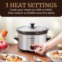 Elite Gourmet MST-275XS Electric Oval Slow Cooker, Adjustable Temp, Entrees, Sauces, Stews & Dips, Dishwasher Safe Glass Lid & Crock (2 Quart, Stainless Steel)
