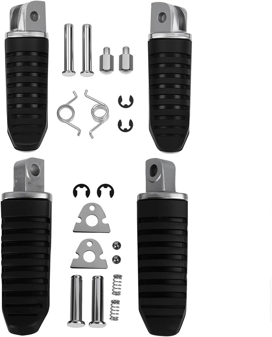 Motorcycle Footpegs, Front & Rear Foot Rest Foot Peg Footrests Black fits for Suzuki DL650 V-Strom 650 GSX1300R 2008-2012