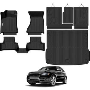Floor Mats for Audi Q5/SQ5 2009-2017, Trunk Mat and Backrest Mat All Weather TPE Protector for Audi Q5 Accessories