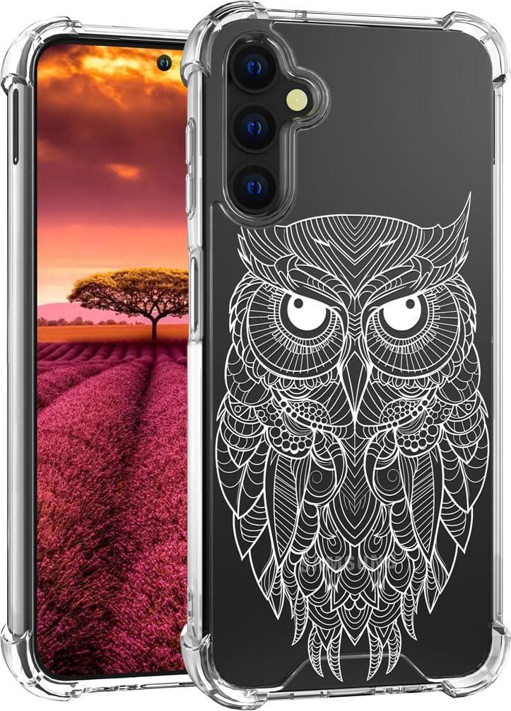 Compatible with Samsung Galaxy S24 & S25 Case Designer Cute Clear for Women,Cool Transparent Silicone Phone Cases Cover - White Owl Line Art Compatible with Samsung Galaxy S24 & S25 Case Designer Cute Clear for Women,Cool Transparent Silicone Phone Cases Cover - White Owl Line Art
