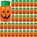 Mimorou 48 Pcs Halloween Pumpkin Containers for Candy 3.5 oz Trick or Treat Candy Jar with Lid Empty Fillable Plastic Potion Bottles Holder Mini Jack O Lantern Pumpkin Jars for Halloween Party Favors