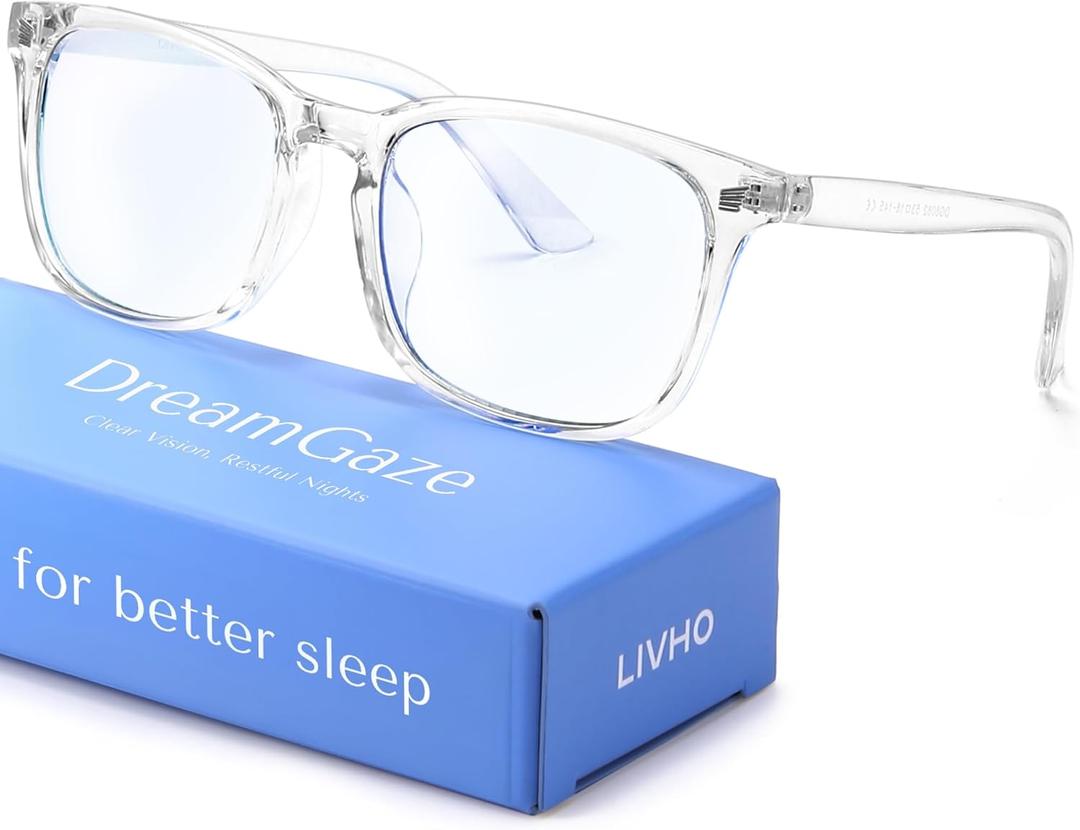 livho Gaming Blue Light Blocking Glasses for Better Sleep, Premium Night Driving, Computer Blockers for Man & Woman (Transparent)