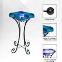 XBrand 27" LED Mist Indoor Floor Fountain, Freestanding Water Feature with Inline Control, Aromatherapy, Glass & Metal, Blue
