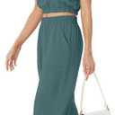 GRECERELLE Two Piece Sets for Women Sleeveless Crop Top Wide Leg Pants Sweat Set for Women Tracksuits 2026 Summer (Green, M)