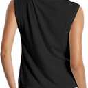 Women's Wool Sweater Vest Lightweight Turtleneck Sleeveless Knit Pullover Tank Tops (Black, XL)
