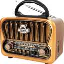 Portable AM FM Radios, Transistor Shortwave Radio Retro Vintage Radios with Loud Speakers, Support USB Power (Copper)