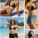 Tempt Me Women Triangle Bikini Top - Adjustable String Halter Swimsuit Sexy Push Up Bathing Suit Top Only (Black)