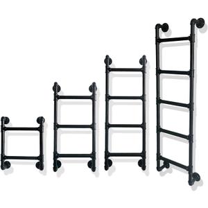 Wall/Floor-Mounted Ladders for Home, Basement Window Well Egress Exit Ladder, Metal Step Ladder for RV Attic Bunk Bed, Loft Steps for Dorm Beds, 2 Steps Ladder for Attic Stairs (Black, 2 Steps)