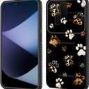 for Galaxy S24 FE Case Built in Slide Camera Lens Cover,Heavy Duty Shockproof Protection Dual Layer Case for Samsung Galaxy S24 FE 5G 6.7" 2024,Cute Dog Paw Prints