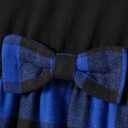 PATPAT Family Matching Outfits Mommy and Me Dresses Matching Set Long Sleeve Plaid Midi Dress and Casual Button Down Shirts (3-6 Months, Navy Blue)