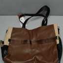 LOVEVOOK Teacher Tote Bag with Accordion File Pocket, Soft PU Leather Work Briefcase Quilted Laptop Bag with Large Cup Holder (15.6 inch, Apricot Coffee)