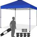 Yaheetech 10x10 Pop-up Canopy Tent w/ 2 Integrated Wheels for Mobility, Waterpoof & Heavy Duty, Instant Sun Shelter with Carry Bag, Weight Bags for Outdoor Camping Beach Patio Parties, Blue