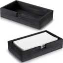 Kifmurase 2 Pack Black Wood Napkin Holder Guest Towel Holder Tray for Bathroom, Flat Paper Napkins Basket Tray for Table, Cocktail Napkin Holder for Home Hotel Countertop Kitchen Desk