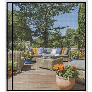 Magnetic Screen Door Fits Door Size 40" x 90", Screen Size 42" x91", Reversible Left Right Side Opening,Top Middle Anti-Tearing Mesh Net Curtain with Magnet,Black