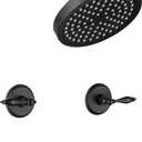 LIWEIKE 2 Handle Shower Faucet Set, Matte Black Shower Faucet Set 2 Knobs Wall Mounted Two Handle Shower Faucet with Tub Spout Rough-in Valve