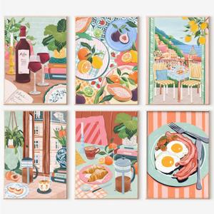 cupmod 6 Packs Paint by Numbers Kit for Adults,Coffee DIY Acrylic Oil Painting Paint by Numbers Kits on Canvas,Adults Paint by Numbers Kits Drawing Paintwork for Home Decor 9.8x13.8inch (MT14308-MT14313)