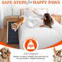 Adjustable Dog Ramp for Bed - 39" Long Foldable Wooden Ramp for Dogs to Get on Bed, Couch, or Car with 13.4" Wide Walking Space (Natural Wood with Gray Carpet)