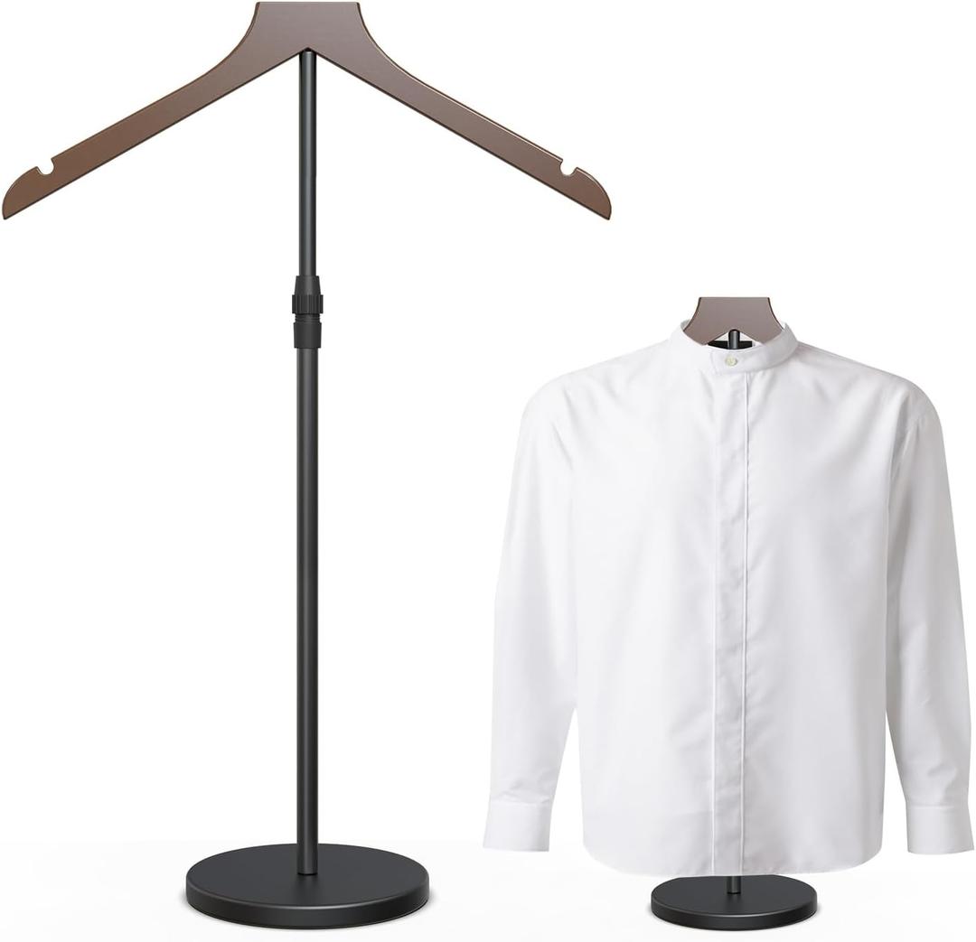 OLV Shirt Display Stand, 18-34 Inch Adjustable Mannequin Stand for Vendors, Mannequin Torso Valet Stand for Shop, Dress Form Steamer Stand for Clothes, Jacket Coat Hanger Stand, Brown