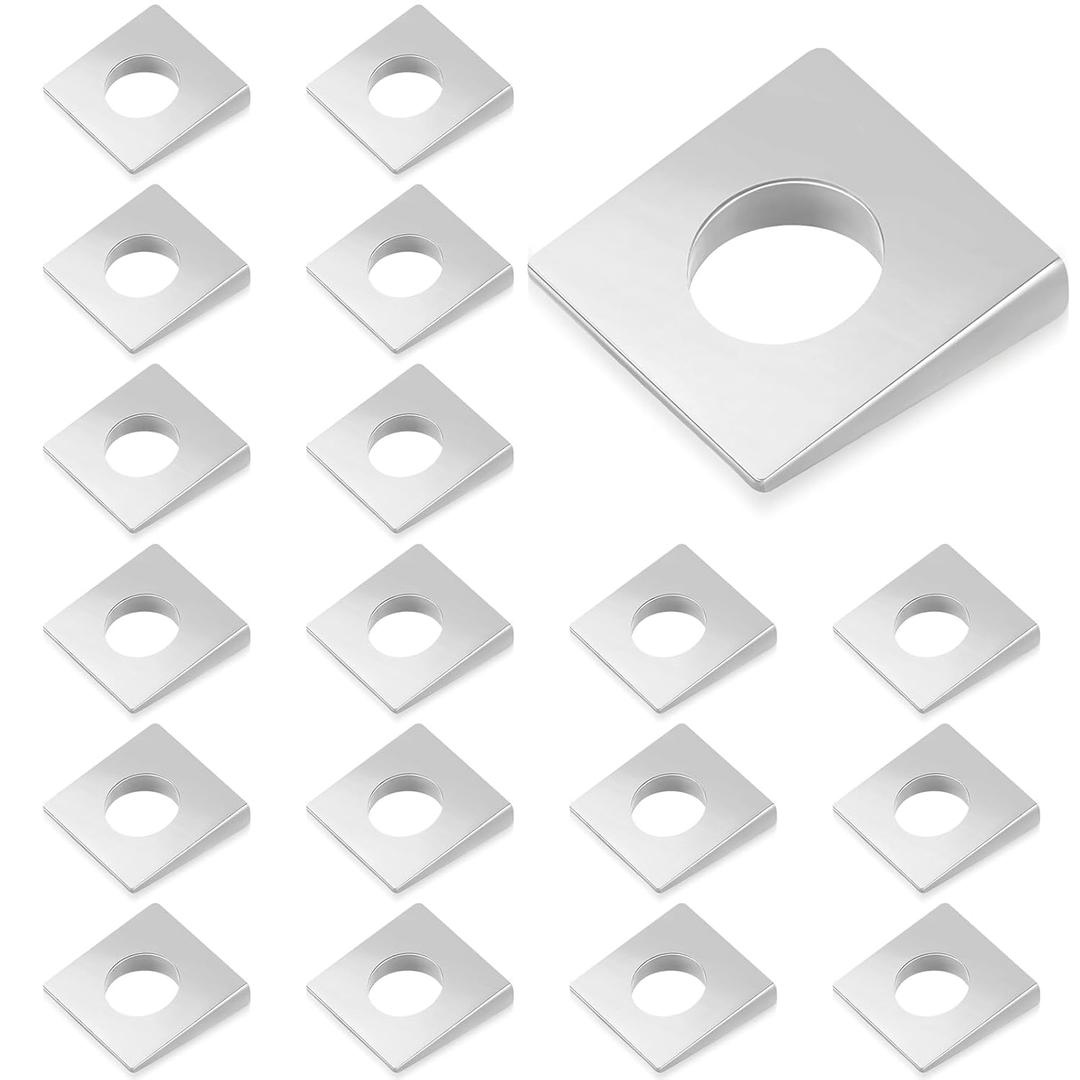 Blulu 20 Pcs Square Beveled Washer, Wedge Washers Carbon Steel Galvanized 2mm to 6.6mm Thick for Shim Leveling (3/8" X 7/8" X 7/8")