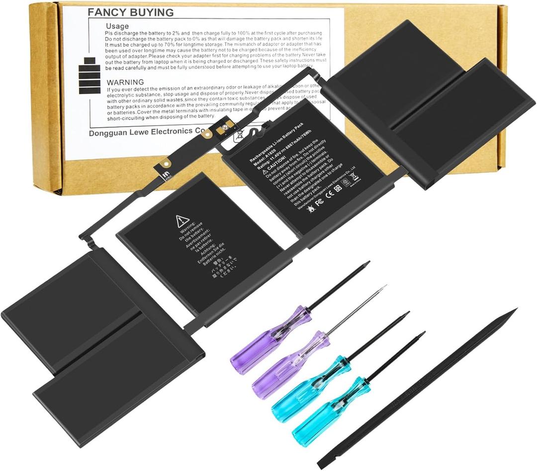 A1707 A1820 Laptop Battery for MacBook Pro 15 inch A1707 (Late 2016 Mid 2017) Touch Bar EMC 3162 3072 Series MLH32LL/A MLH42LL/A MLW72LL/A MLW72HN/A MLW82LL/A MPTR2LL/A MPTT2LL/A - 11.40V 76Wh