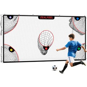 Soccer Target Net, 12x6ft Goal Net with 5 Scoring Zones for Practice Shooting & Goal Shots, Anti-Tear Mesh, 3 Steel Rods, Removable Stick-On Markers, Portable Football Training Equipment
