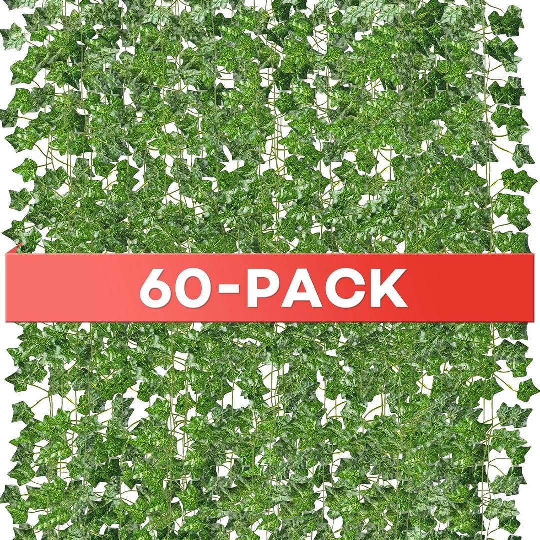 60 Pack 420 Feet Vines,Ivy,Ivy Garland,Fake Ivy,Fake Leaves,Ivy Vines,Artificial Vines,Green Vines,Leaves Room Decor,Vines for Bedroom,Wall Decor,Wedding Party