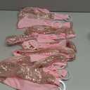 ISKYBOB Set of 12 Sequin Chair Sashes, Spandex Stretchy Chair Covers Glitter Chair Band with Buckle Decorative Bows Ties for Wedding Party Supplies, Rose Gold