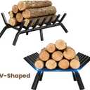AMAGABELI GARDEN & HOME Fireplace Grate 30 inch Fire Pit Grate Fire Place Log Holder Wrought Iron Heavy Duty Solid Steel Indoor Outdoor Camping Hearth Firepit Firewood Wood Burning Rack Stove