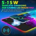 ToLuLu RGB Gaming Wireless Charging Mouse Pad, 5/7.5/10/15W 10 Light Modes, Large