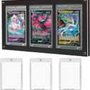 Acrylic Trading Card Frames for 3 Cards - Display Frame Suitable for Wall and Desktop - Pokemon Display Case With UV Protection and 3 35pt Magnetic Holders