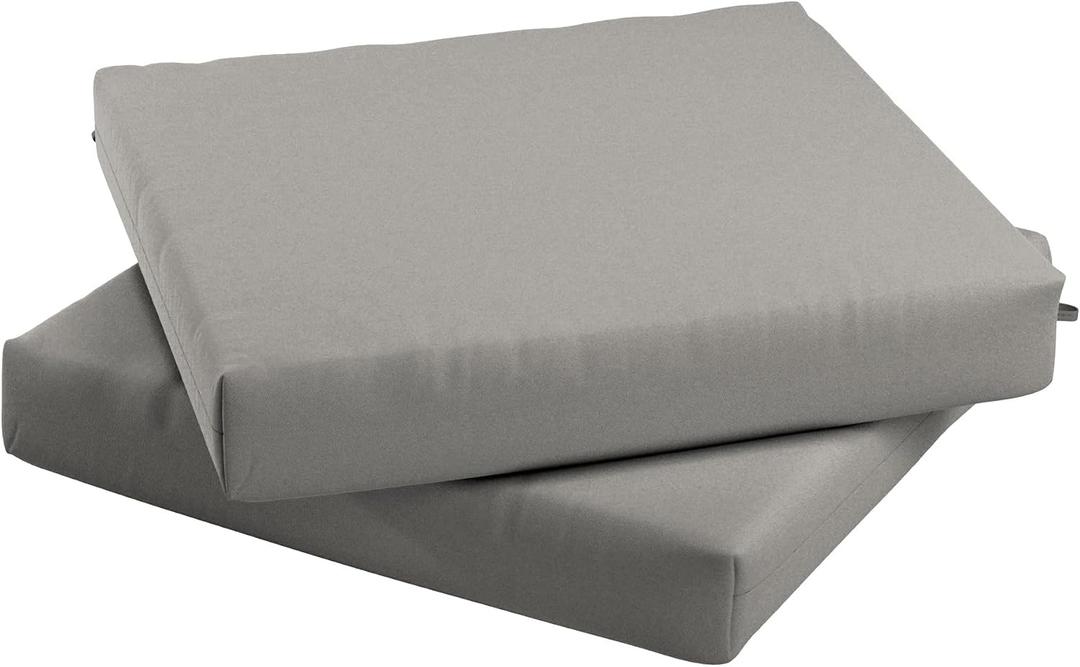 California Umbrella Outdoor Replacement Patio Chair Pad Set of 2, 18 x 18 Inch, Premium Outdoor Densified Fiber, Fade Resistant, Sunbrella Fabric, Fabric Ties, Granite