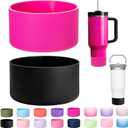 2-Pack Silicone Boot for Stanley 40 30 oz Quencher Adventure Tumbler, IceFlow 30 20 oz, Stanley Cup Protector (Black+Carnation)